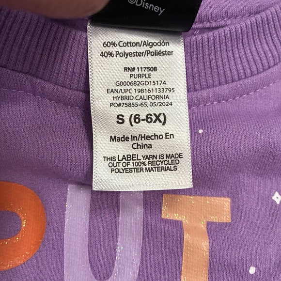 NWT Disney Hocus Pocus Girls Fleece Sweatshirt Glitter Halloween S (6-6X) Purple - Picture 3 of 10